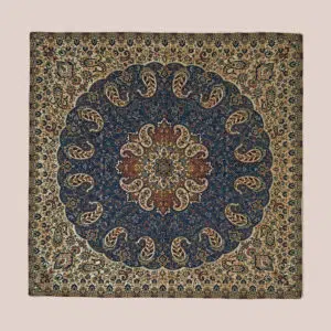 رومیزی ترمه تکی یک در یک سرمه‌ای - کد 002