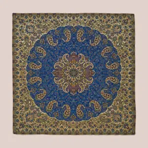 رومیزی ترمه تکی یک در یک آبی کاربنی - کد 003