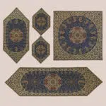 سرویس رو میزی ترمه 5 تکه سرمه‌ای - کد 006