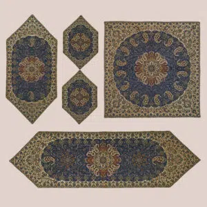 سرویس رو میزی ترمه 5 تکه سرمه‌ای - کد 006