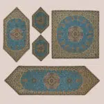 سرویس رو میزی ترمه 5 تکه فیروزه‌ای تیره - کد 005